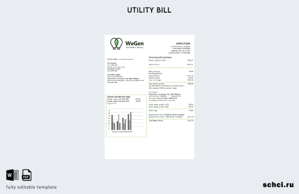 цифровая загрузка Филиппины WeGen Energy Филиппинский шаблон счета за коммунальн